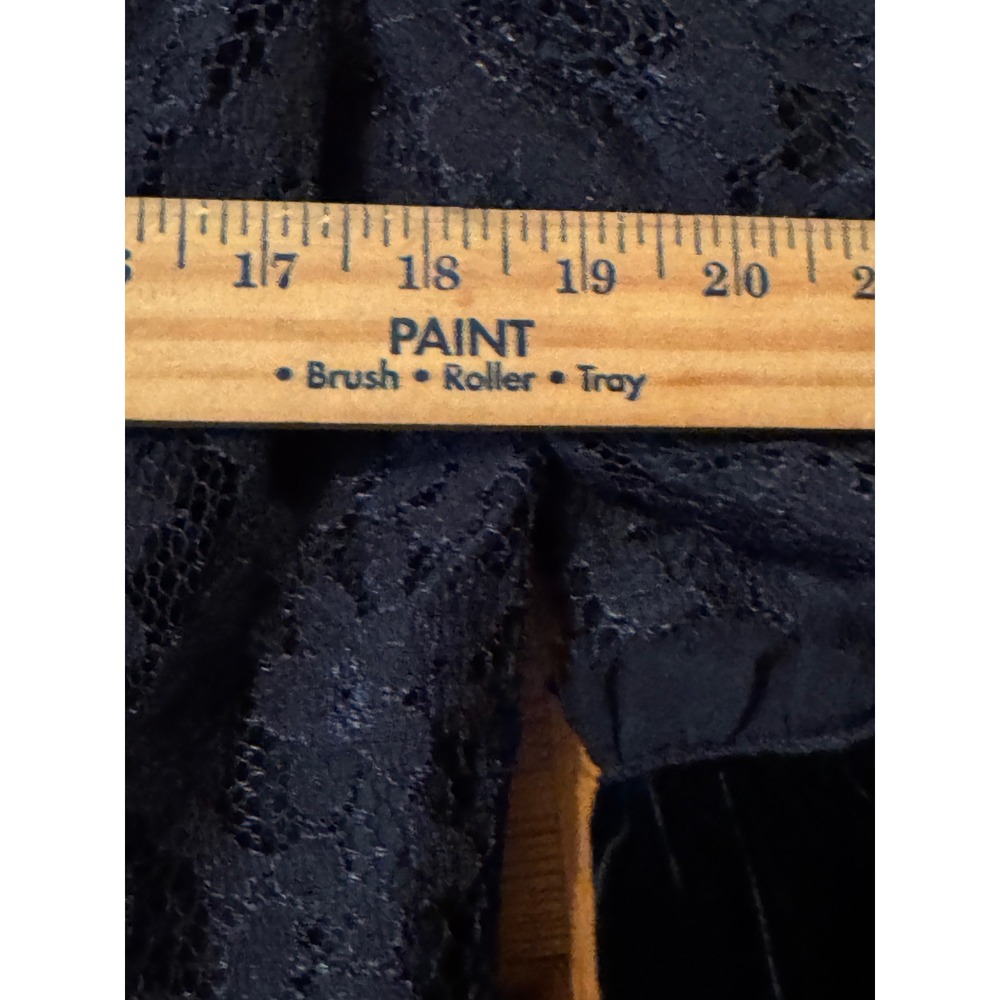 Nine West Black Lace Velvet Ruffle Jacket Open Front Tie Floral romantic Large - Picture 6 of 9